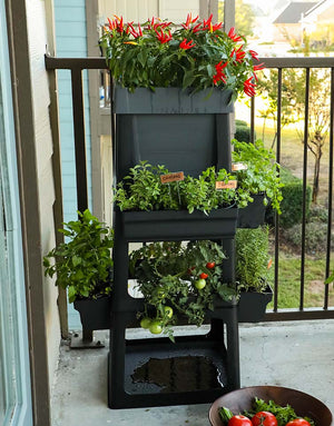 Gardening for apartment dwellers has always been a nightmare until now. PopUp Garden maximizes the growing opportunities with one planter. Grow up, down and all-around. Grow multiple veggies, herbs, or fruit in one planter box. 